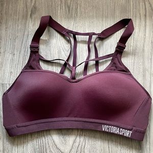 Victoria Sport strappy maroon sports bra